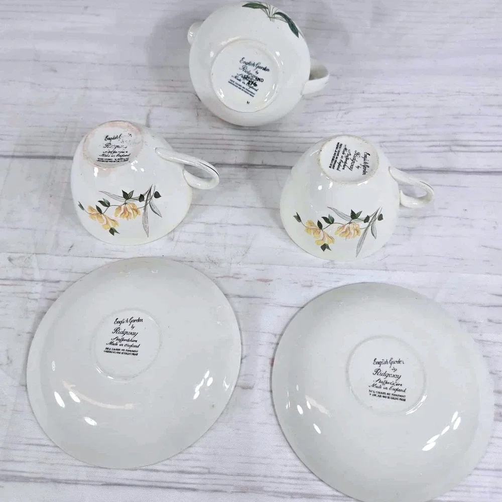 English Garden by Ridgway Creamer Cups Saucers Tea‎ Set Floral Bone China